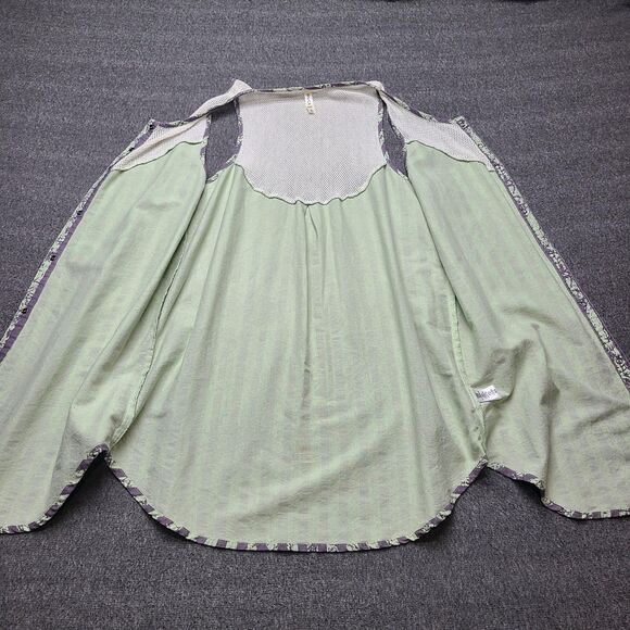 RVCA Dress Womens Medium Purple Green Striped Mesh‎ Tank Button Down Boho India - Picture 6 of 9
